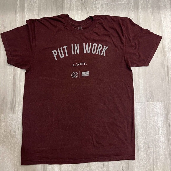 Live Fit Apparel PUT IN WORK Mens Short-Sleeve T-Shirt, Red, Size Large - Picture 1 of 4